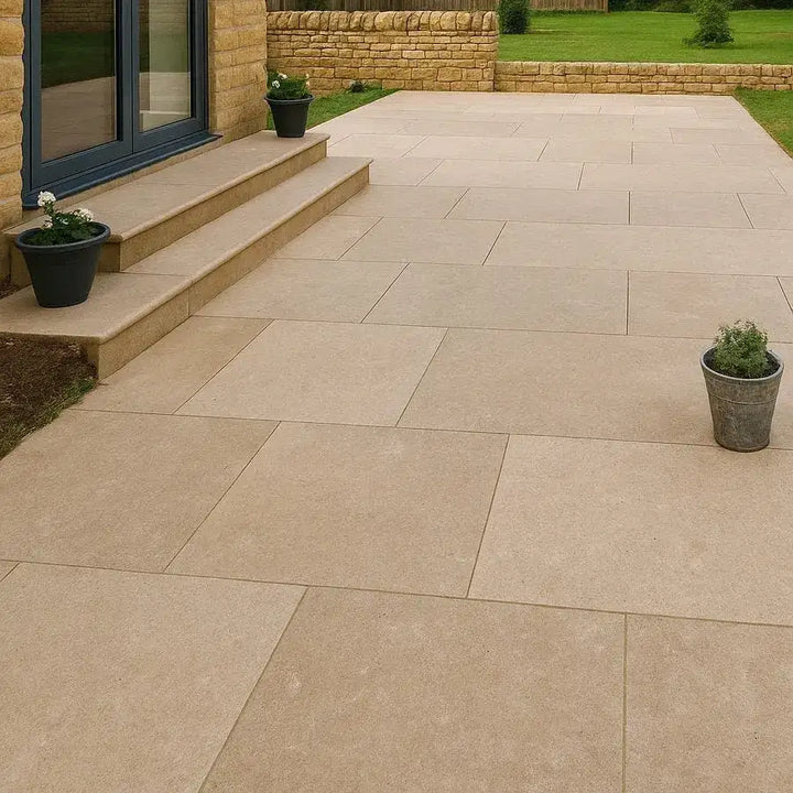 Dijon limestone paving tumbled