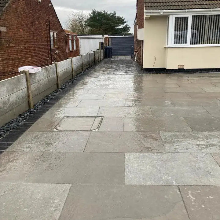 dove grey limestone paving slabs