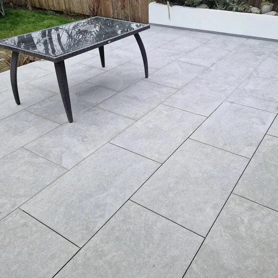 Fossil Grey Limestone Effect Porcelain Paving 900x600 £27.62/m2 - Paving Slabs UK