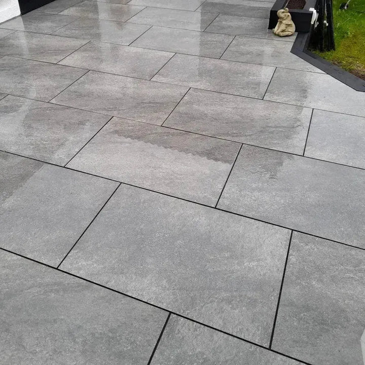 hammerstone grey porcelain paving tiles 900 x 600