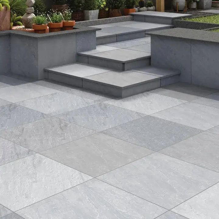 Kandla grey porcelain paving tiles