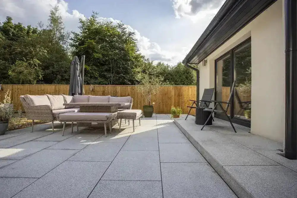 Silver grey granite paving slabs