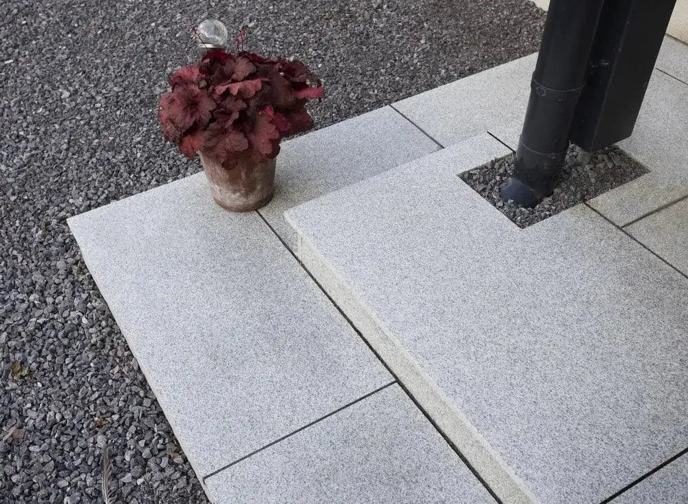 silver grey granite paving stones
