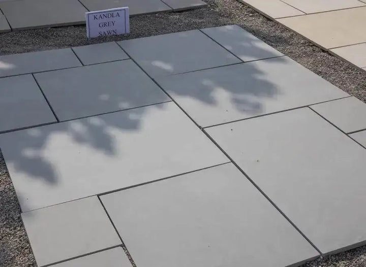 smooth Indian sandstone paving sawn honed grey