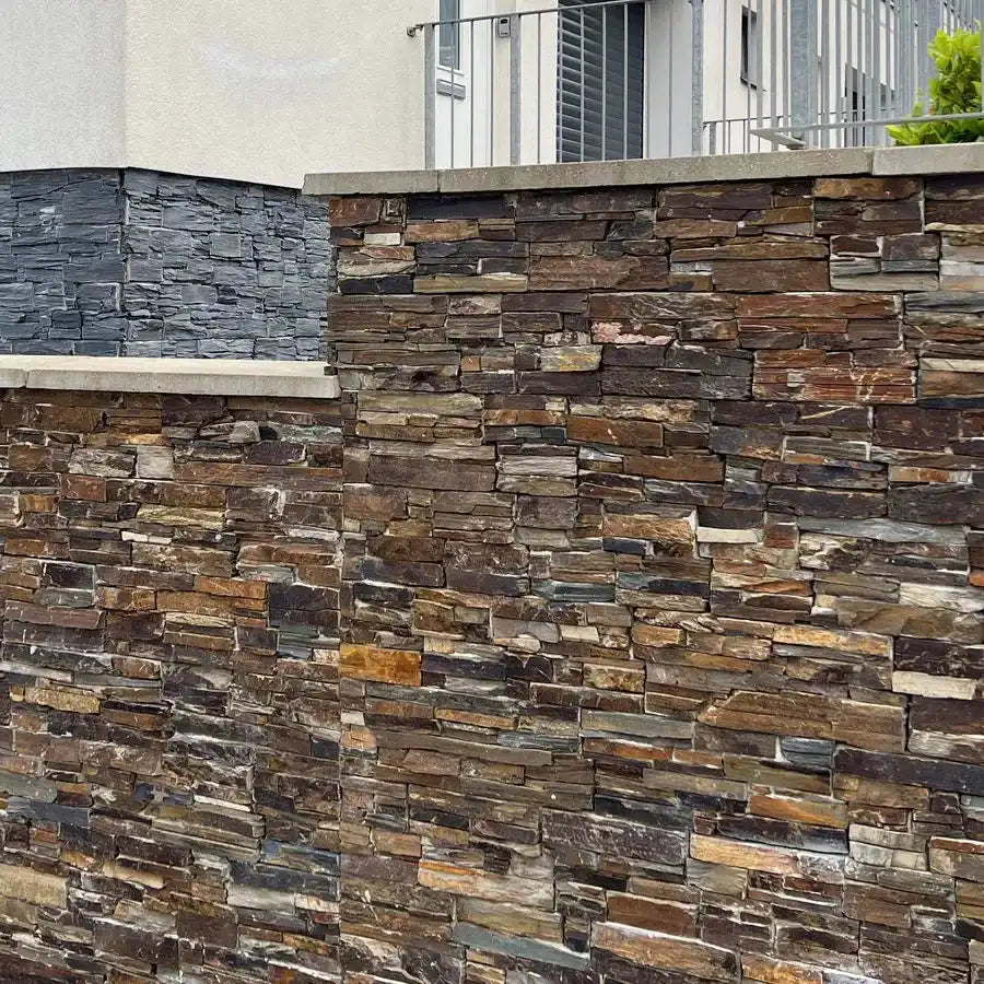 Stone Cladding Tiles On Rails Multicolour Slate Stone Cladding Z Tiles Clad Panels Cement Baking ...