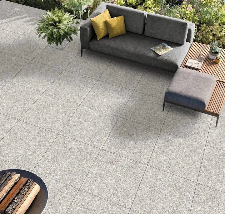 silver grey granite effect porcelain slabs